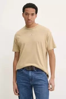 Хлопковая футболка Tommy Jeans, бежевый