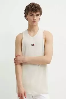 Хлопковая футболка Tommy Jeans, бежевый