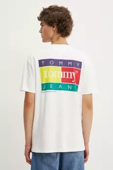 Хлопковая футболка Tommy Jeans, бежевый