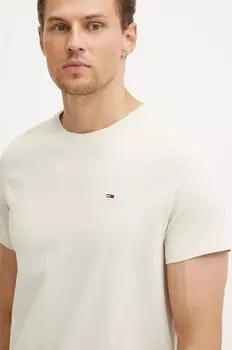 Хлопковая футболка Tommy Jeans, бежевый