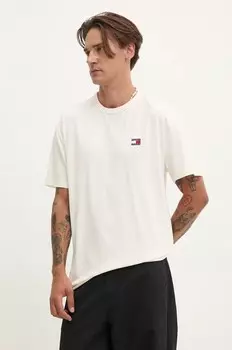 Хлопковая футболка Tommy Jeans, бежевый