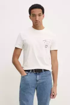 Хлопковая футболка Tommy Jeans, бежевый