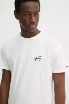 Хлопковая футболка Tommy Jeans, бежевый