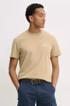 Хлопковая футболка Tommy Jeans, бежевый