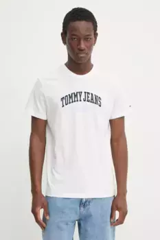 Хлопковая футболка Tommy Jeans, бежевый