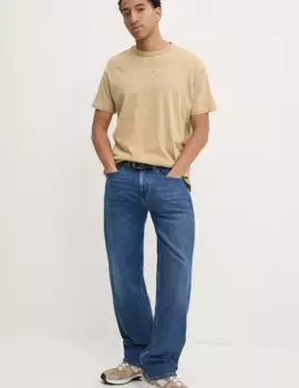 Хлопковая футболка Tommy Jeans, бежевый