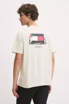Хлопковая футболка Tommy Jeans, бежевый