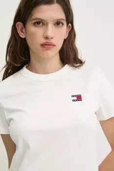Хлопковая футболка Tommy Jeans, бежевый