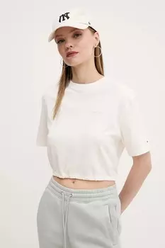 Хлопковая футболка Tommy Jeans, бежевый