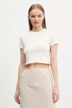 Хлопковая футболка Tommy Jeans, бежевый