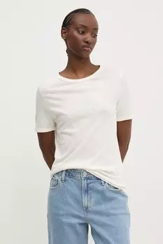 Хлопковая футболка Tommy Jeans, бежевый