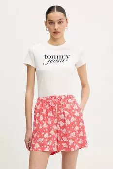 Хлопковая футболка Tommy Jeans, бежевый