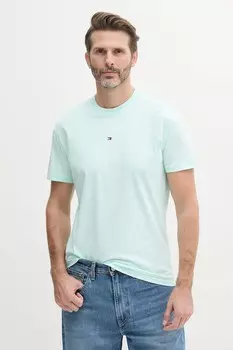 Хлопковая футболка Tommy Jeans, бирюзовый