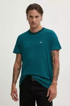 Хлопковая футболка Tommy Jeans, бирюзовый