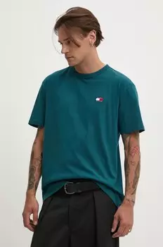 Хлопковая футболка Tommy Jeans, бирюзовый