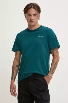 Хлопковая футболка Tommy Jeans, бирюзовый