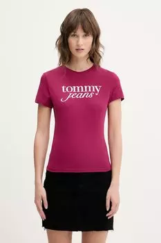 Хлопковая футболка Tommy Jeans, бордовый