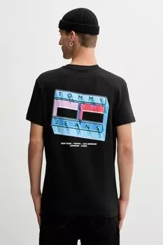 Хлопковая футболка Tommy Jeans, черный