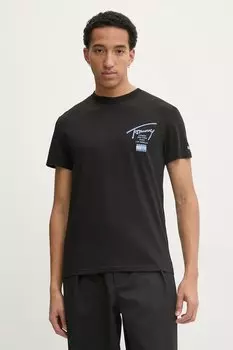 Хлопковая футболка Tommy Jeans, черный