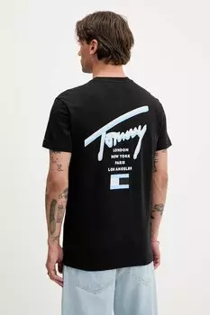 Хлопковая футболка Tommy Jeans, черный