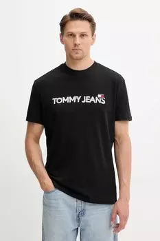 Хлопковая футболка Tommy Jeans, черный