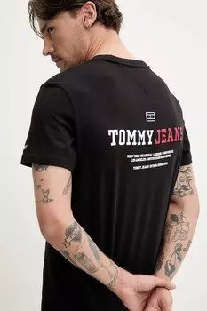 Хлопковая футболка Tommy Jeans, черный