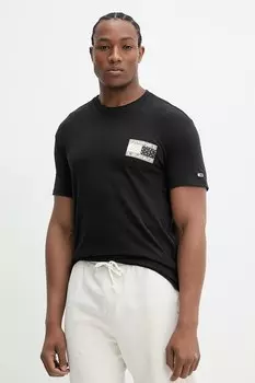 Хлопковая футболка Tommy Jeans, черный