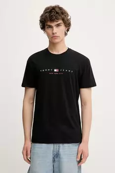 Хлопковая футболка Tommy Jeans, черный