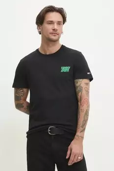 Хлопковая футболка Tommy Jeans, черный