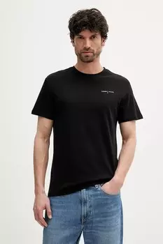 Хлопковая футболка Tommy Jeans, черный
