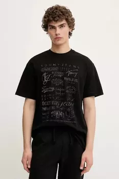 Хлопковая футболка Tommy Jeans, черный