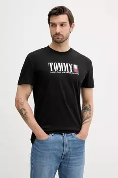 Хлопковая футболка Tommy Jeans, черный