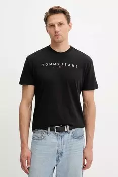 Хлопковая футболка Tommy Jeans, черный