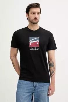Хлопковая футболка Tommy Jeans, черный