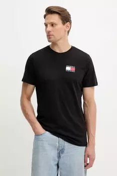 Хлопковая футболка Tommy Jeans, черный