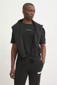 Хлопковая футболка Tommy Jeans, черный