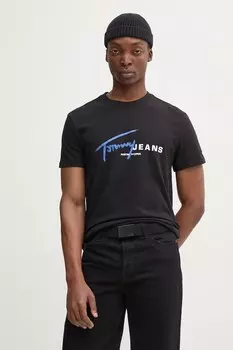 Хлопковая футболка Tommy Jeans, черный