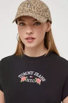 Хлопковая футболка Tommy Jeans, черный