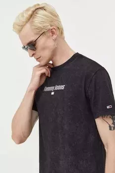 Хлопковая футболка Tommy Jeans, черный