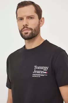 Хлопковая футболка Tommy Jeans, черный