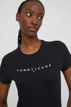 Хлопковая футболка Tommy Jeans, черный