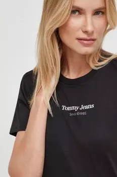 Хлопковая футболка Tommy Jeans, черный