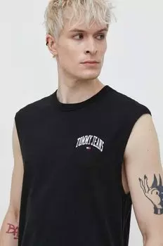 Хлопковая футболка Tommy Jeans, черный