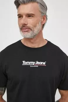 Хлопковая футболка Tommy Jeans, черный