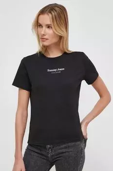 Хлопковая футболка Tommy Jeans, черный