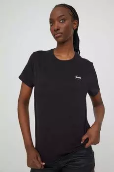 Хлопковая футболка Tommy Jeans, черный