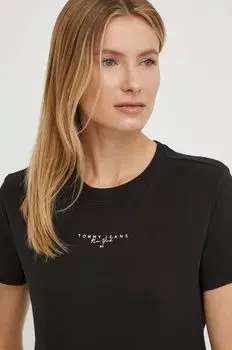 Хлопковая футболка Tommy Jeans, черный