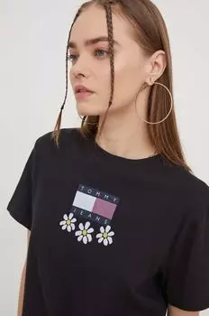 Хлопковая футболка Tommy Jeans, черный