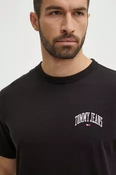 Хлопковая футболка Tommy Jeans, черный