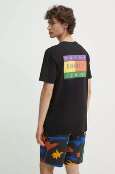 Хлопковая футболка Tommy Jeans, черный